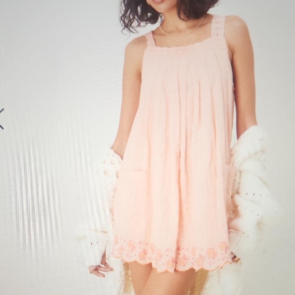 Free People Latecia Smoking Detail Babydoll Mini Dress In Melon Size S